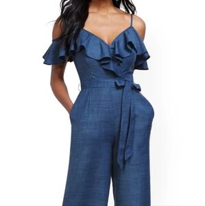Jumpsuit Ruffled Cold-Shoulder Jumpsuit